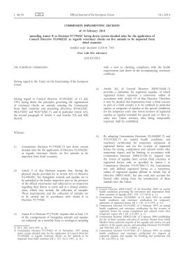 Commission Implementing Decision of 14 February 2014