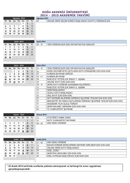 2014-2015 academıc calendar