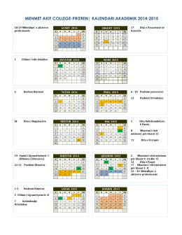 School Calendar - Mehmet Akif College Prizren