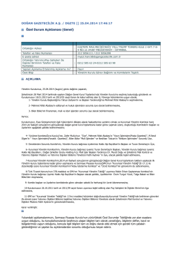 2014 - 11 Yönetim Kurulu Görev Dağılımı ve Komitelerin Teşkili