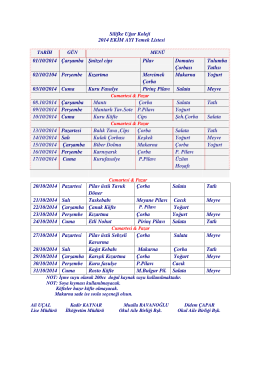 Silifke Uğur Koleji 2014 EK M AYI Yemek Listesi 01/10/2014