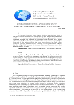 20. YY Eleştiri Kuramlarında Çevirmen Görünürlüğü