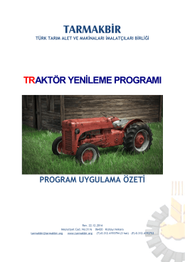 TARMAKBİR Traktör Yenileme Programı Uygulama Özeti