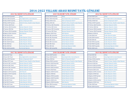 2014-2022 yılları arası resmi tatil günleri