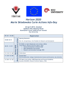 Horizon 2020 Marie Sklodowska Curie Actions Info-Day