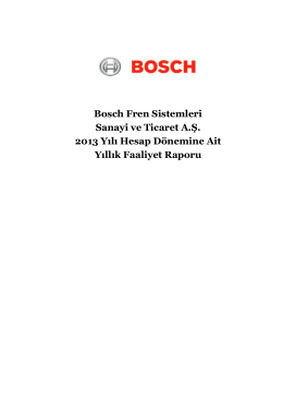 2013 Faaliyet Raporu - Bosch Fren Sistemleri