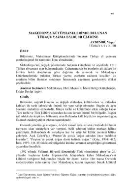 makedonya kütüphanelerinde bulunan türkçe yazma eserler