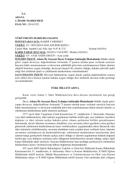 Adana 1. İdare Mahkemesinin Yürütmeyi - Türk Eğitim-Sen