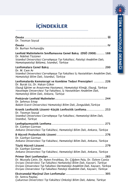 İÇİNDEKİLER - Türk Hematoloji Derneği