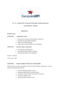 20 - 21 - 22 Şubat 2015 Avrupa Sol Partisi İkinci Akdeniz