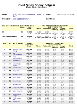 Okul Sınav Sonuç Belgesi