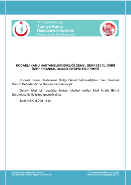 KOCAELİ KAMU HASTANELERİ BİRLİĞİ GENEL