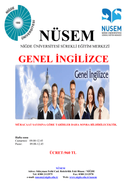 GENEL İNGİLİZCE - Niğde Üniversitesi