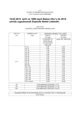 2014 yılında uygulanacak Akümülatör Depozito Bedelleri