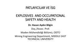 patlayıcılar ve isg explosıves and occupatıonal safety and health
