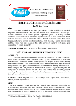 Türk Din Mûsikîsinde Usûl İlâhileri. Rast Müzikoloji Dergisi, 2(2)