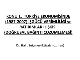 Halit Suiçmez – Türkiye Ekonomisinde (1987