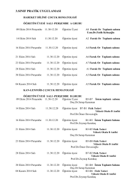 3.Sınıf Çocuk Sağlığı ve Hastalıkları Anabilim Dalı Pratik uygulama