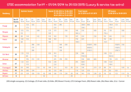 GTDC accommodation Tariff - 01/04/2014 to 31/03