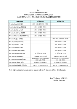 öğrenci danışman listesi 2014-2015 güz eğitim öğretim yarıyılı