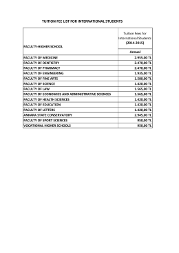 TUITION FEE LIST FOR INTERNATIONAL STUDENTS