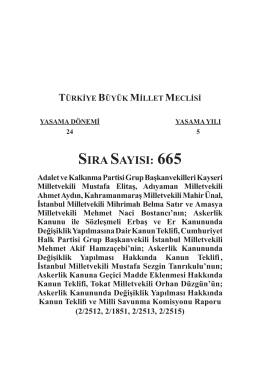 SIRA SAYISI: 665 - Türkiye Büyük Millet Meclisi