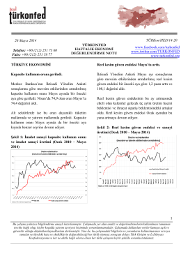 Haftalık Ekonomi Değerlendirme Raporu – 27.05.2014