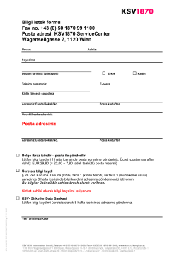 Bilgi istek formu Fax no. +43 (0) 50 1870 99 1100 Posta