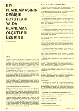 kıyı planlamasının değişik boyutları ya da planlama ölçütleri üzerine