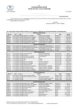 03.12.2014 03.12.2014 Tarihli Haftalık Salon Programı Okul Sporları