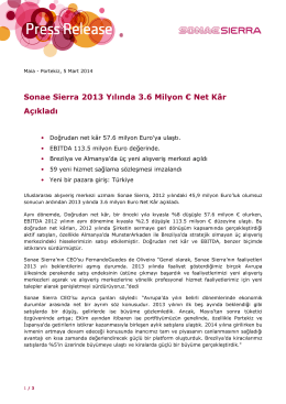 Sonae Sierra 2013 Yılında 3.6 Milyon € Net Kâr Açıkladı