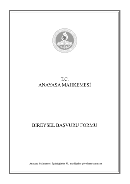 T.C. ANAYASA MAHKEMESİ BİREYSEL BAŞVURU - Sime-Sen