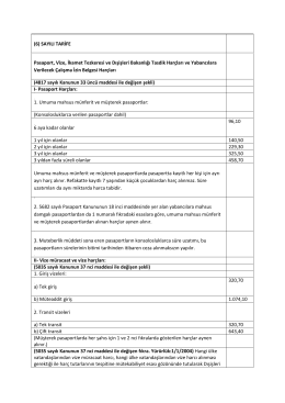 (6) SAYILI TARİFE Pasaport, Vize, İkamet Tezkeresi ve