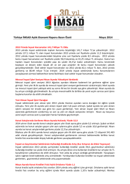 Türkiye İMSAD Aylık Ekonomi Raporu Basın Özeti Mayıs 2014