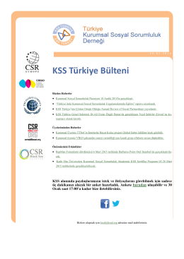 KSS Türkiye Bülteni - Kurumsal Sosyal Sorumluluk Derneği