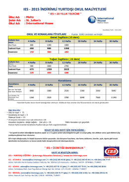 2015 indirimli yurtdışı okul maliyetleri - Ies