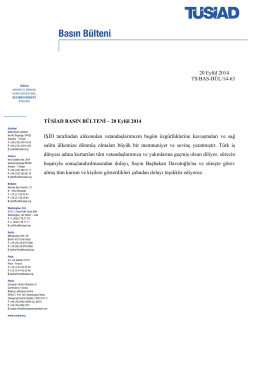 20 Eylül 2014 TS/BAS-BÜL/14-63 TÜSİAD BASIN BÜLTENİ – 20