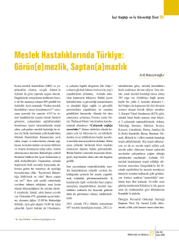 Meslek Hastalıklarında Türkiye: Görün(e)mezlik, Saptan(a)mazlık