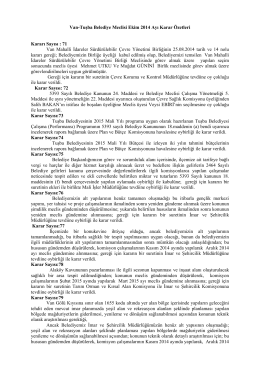 Van-Tuşba Belediye Meclisi Ekim 2014 Ayı Karar Özetleri Kararı