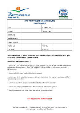 2015 atık yönetimi sempozyumu kayıt formu