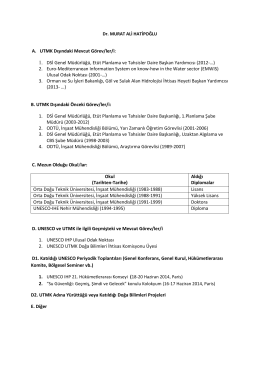 A. UTMK Dışındaki Mevcut Görev/ler/i : 1. DSİ Genel