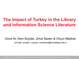 The Impact of Turkey in the Library and Information Science Literature