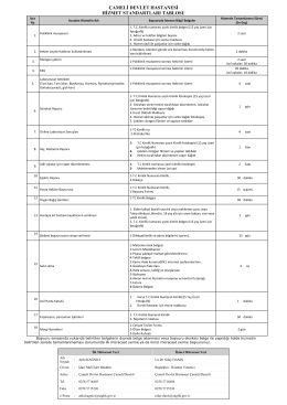 ÇAMELİ DEVLET HASTANESİ HİZMET STANDARTLARI TABLOSU