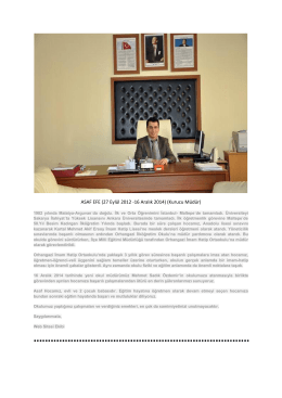 ASAF EFE (27 Eylül 2012 -16 Aralık 2014) (Kurucu Müdür)