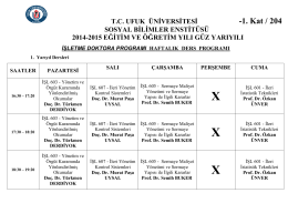 2014-2015 güz yarıyılı doktora ders programı