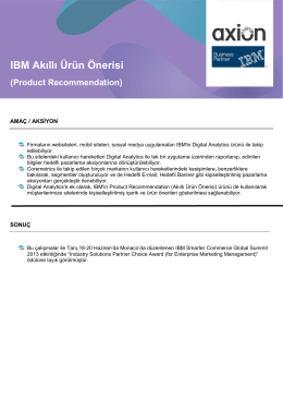 IBM Akıllı Ürün Önerisi (Product Recommendation)