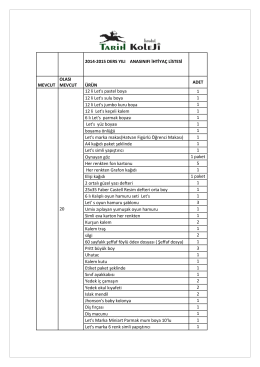 Anasinifi 2014- 2015 ders yılı ihtiyaç listeleri