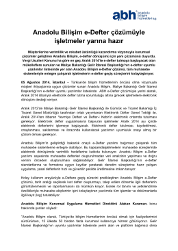 Anadolu Bilişim e-Defter çözümüyle işletmeler yarına hazır