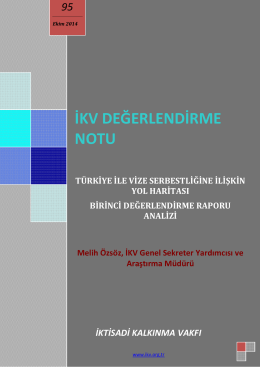 türkiye ile vize serbestliğine ilişkin yol haritası birinci değerlendirme