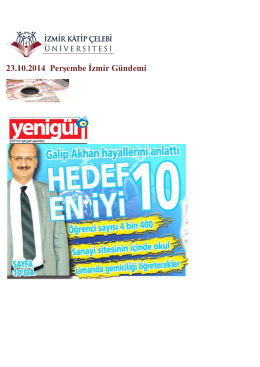 23.10.2014 Perşembe İzmir Gündemi - İzmir Katip Çelebi Üniversitesi